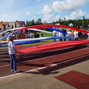 Открытие в поселке Абан стадиона имени Олимпийского чемпиона по греко-римской борьбе А.В. Шумакова 29 августа 2020г