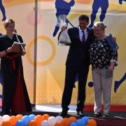 Открытие в поселке Абан стадиона имени Олимпийского чемпиона по греко-римской борьбе А.В. Шумакова 29 августа 2020г