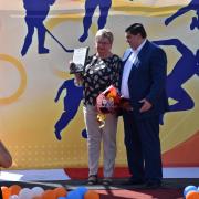 Открытие в поселке Абан стадиона имени Олимпийского чемпиона по греко-римской борьбе А.В. Шумакова 29 августа 2020г