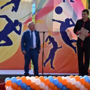 Открытие в поселке Абан стадиона имени Олимпийского чемпиона по греко-римской борьбе А.В. Шумакова 29 августа 2020г