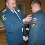 Вручение медали пожарному ПЧ-86