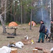 Лагерь Лесопожарного центра Абанского района в период тушения лесных пожаров